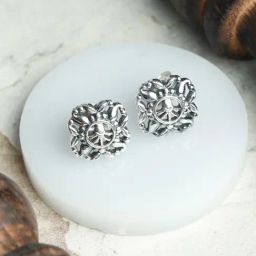 SHEER by Priyaasi Silver Floral Stud Earring-40