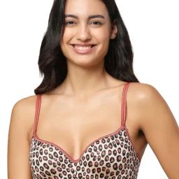 Triumph Brown Printed Under-Wired Medium Coverage T-Shirt Bra-picture-32
