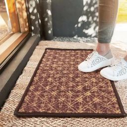 Bianca Chocolate & Beige Nylon Abstract Door Mat (Medium)-10