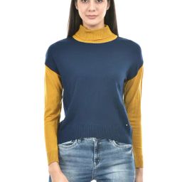 NUMERO UNO Navy & Mustard Color-Block Sweater-image-22
