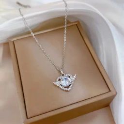 Aatmana Silver-plated Stainless Steel Angel Wing Diamond Chain Necklace-17
