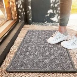 Bianca Grey & Black Nylon Abstract Door Mat (Medium)-46