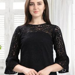 SELVIA Black Self Design Top-picture-34