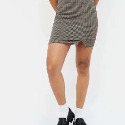 Ginger by Lifestyle Black & Grey Printed Bodycon Skirt-image-40