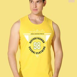 WOOSTRO Pack Of 2 Printed Super Combed Cotton Gym Vests VWS26 VWS26(98 YELLOW)(98 RUST)-image-99