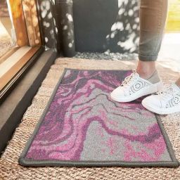 Bianca Pink & Grey Nylon Abstract Door Mat (Medium)-image-91