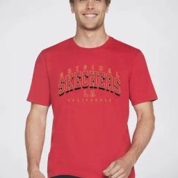 Skechers Red Relaxed Fit Printed Crew T-Shirt-image-4