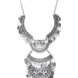 YouBella Silver Plated Oxidized Textured Necklace-7
