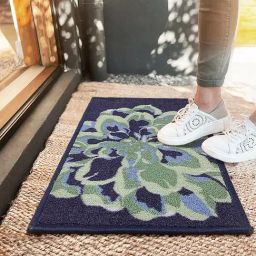 Bianca Green & Black Nylon Floral Door Mat (Medium)-13