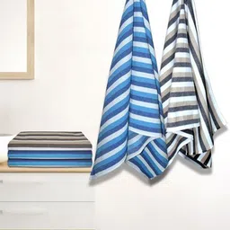 Myntra Elegant Homes Peach & Green 5 Pieces Striped Cotton 150 GSM Bath Towel-picture-31