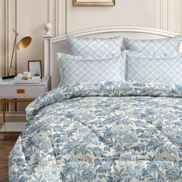 Romee Blue Microfibre Floral Blankets Quilts and Dohars-image-11