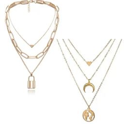 YouBella Stylish Necklace Chains Combo of 2-10
