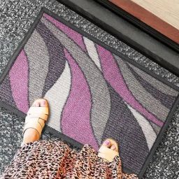 Bianca Grape & Grey Nylon Abstract Door Mat (Small) image 2