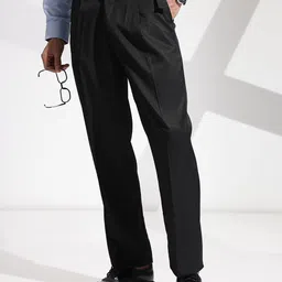 encore by INVICTUS Men Self Design Textured Pleated Formal Trousers-image-78
