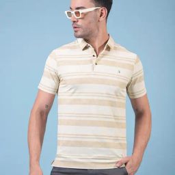 Crimsoune Club Beige Slim Fit Striped T-Shirt-image-84