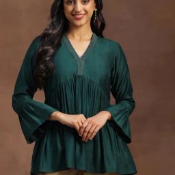 Libas Green Solid Kurti-image-45