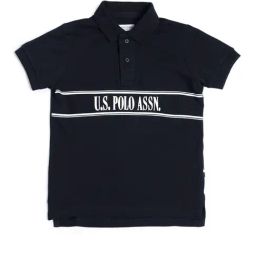 US Polo Kids Boys Blue Cotton Printed Polo T-Shirt-image-67