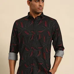 MANQ Men Smart Floral Opaque Printed Casual Shirt-image-12