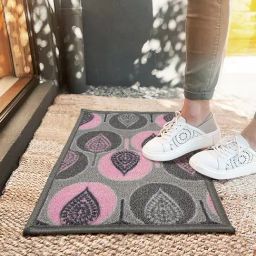 Bianca Pink & Grey Nylon Abstract Door Mat (Small)-47