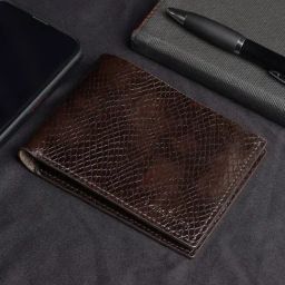 Louis Stitch Brown Textured Leather Medium Bi-Fold Wallet-picture-4