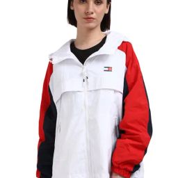 Tommy Hilfiger White Nylon Colorblock Women Regular Fit Windbreaker Jacket-image-44