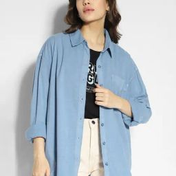 American Eagle Outfitters Blue Relaxed Fit Shirt-image-91