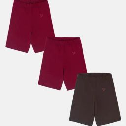 TWIN BIRDS Kids Burgundy & Brown Solid Shorts (Pack Of 3)-image-15
