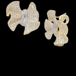 VIARI ACCESSORIES Stainless Steel Gold-Plated Cubic Zirconia Studded Contemporary Studs-image-30