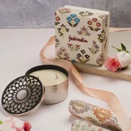 Fabindia Home Idris Antique Silver Metal Lavender Fragrance Candle-image-83