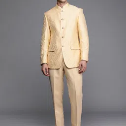 Louis Philippe Men Floral Woven Design Bandhgala 2 Pieces Ethnic Suits-picture-30