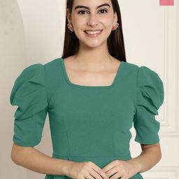 Tromko Puff Sleeve Top Pack of 2 Casual Regular Sleeves Solid Women Multicolor Top-picture-6