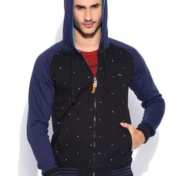 Locomotive Blue & Black Printed Hooded Sweatshirt-image-48