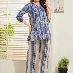 NIGHT FLOSS Printed Pure Cotton Tunic With Trousers Co-Ords-image-48