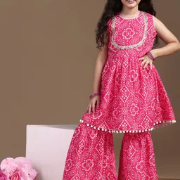 FASHION DREAM Girls Bandhani Printed A-Line Kurta With Sharara-picture-55