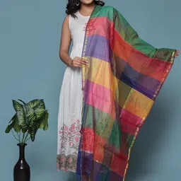 Bohekant Striped Dupatta with Zari-3