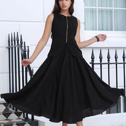 all about you Round Neck Sleek Zipper Opening Waistcoat With Flared Skirt-picture-30