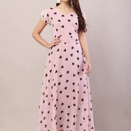 Raabta Fashion Polka Dot Print Georgette Fit & Flare Maxi Dress-picture-42
