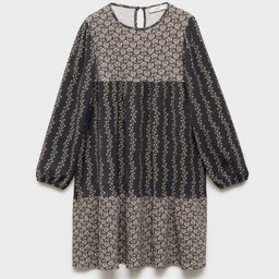 Mango Kids Girls Seersucker Floral Print A-Line Dress-11