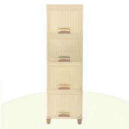 RUBOXA Cream-Coloured Textured 4 Units Multi-Utility Cabinet Organizer image 5