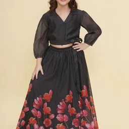 Bitiya by Bhama Girls Printed Ready to Wear Lehenga &-image-63
