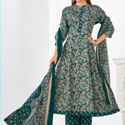Larqi Floral Printed Jodhpuri Patchwork Pure Cotton Kurta With Trousers & Dupatta-picture-21