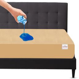 Mattress Protector Water Proof Breathable Stretchable Fitted 75 x 48 Inch for Twin Bed Divan Bed with Elastic Strap Water Resistant Ultra Soft Hypoallergenic Bed Cover - Beige-18