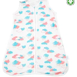 Theoni 100% Organic Cotton Muslin Sleeping Bag Miami Skies - White & Blue-picture-7