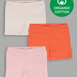 Nino Bambino 100% Organic Pack Of 3 Cotton Solid Shorts - Cream Orange Light Pink-image-4