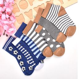 Footprints Pack Of 7  Striped and Football Designed Organic Cotton & Bamboo Socks - Blue & Brown-picture-23