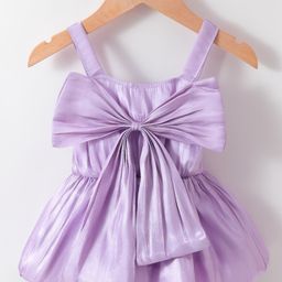 Kookie Kids Sleeveless Solid Color Top Bow Applique - Purple-image-67