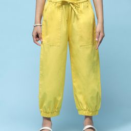 BIBA Solid Cotton Pant - Yellow-picture-5