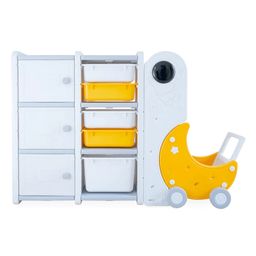 Miniture Toy Vault: Space themed Small Toy Storage Organizer for kids White And Yellow-6