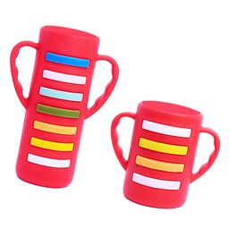 THE LITTLE LOOKERS Baby Bottle Cover with Handle/ Silicone Warmer Cover for Baby/Newborn/Infants/Toddlers-120ml & 240ml Combo (Red-Pack of 2)-image-35