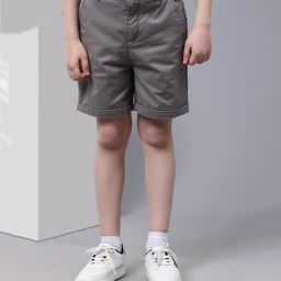 One Friday Cotton Solid Shorts - Grey-image-88